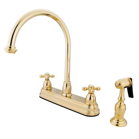 Kingston Brass Restoration Centerset Kitchen Faucet, Polished Brass KB3752AXBS